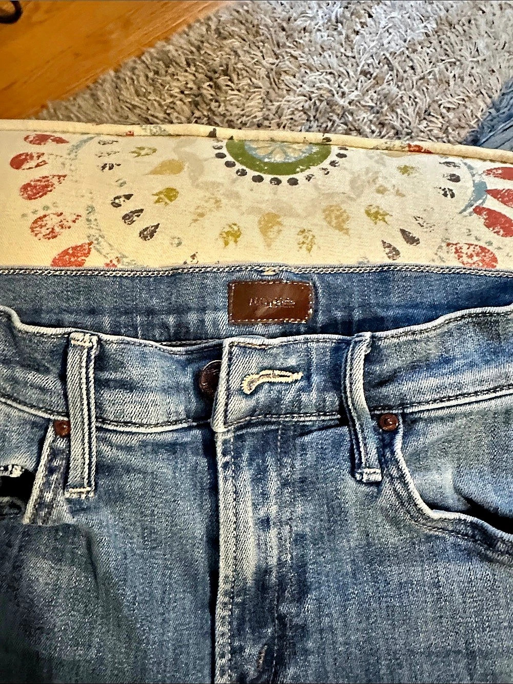 MOTHER Faded Bootcut Jeans in Blue Waist 24